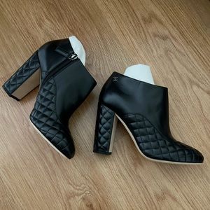 Chanel Brand new classic black soft leather quilted heeled boots